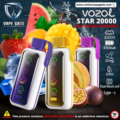 Vozol Star Rechargeable Disposable Vape (20,000 Puffs) - Blue Razz Ice / 50 mg