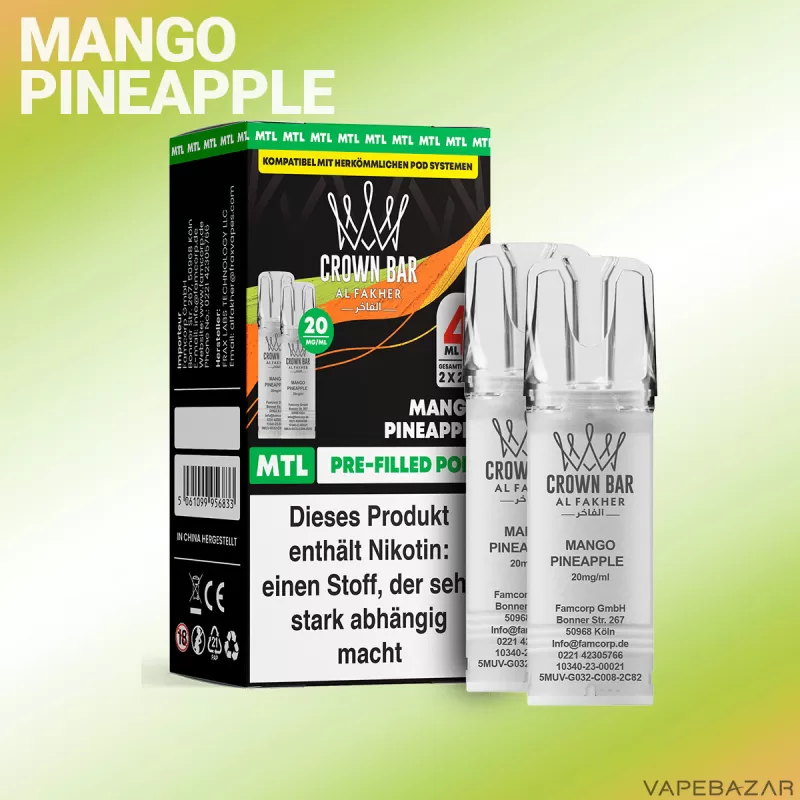 Al Fakher Pods Crown Bar 600 – MTL 20mg – Mango Pineapple - Ananas / Mango