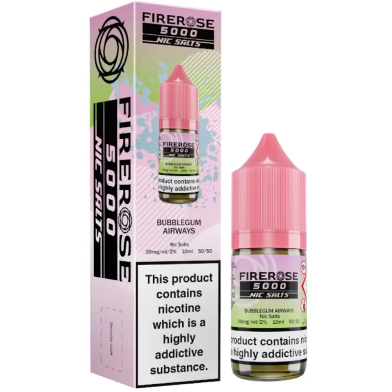 Bubblegum Airways Nic Salt E-Liquid Firerose 5000 by ELUX (10ml) - 10mg