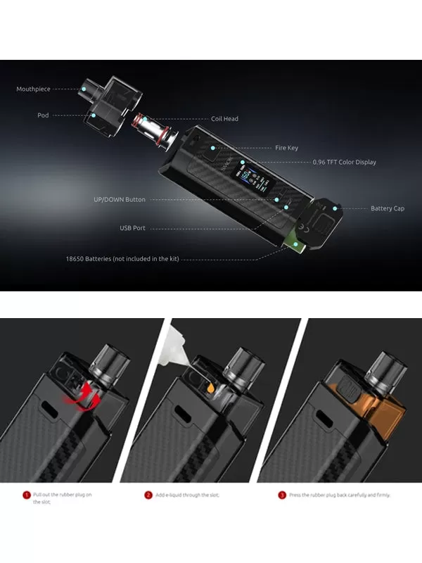 Smok RPM160 160W Pod Kit - 7 Colour Carbon Fiber / Yes - Image 3