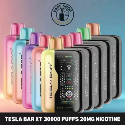 TESLA BAR XT 30000 Puffs 20mg Nicotine Vape In Dubai - Vape Product, BOX OF 5 PCS; Bluerazz Watermelon Dragon Fruit, Cherry Apple