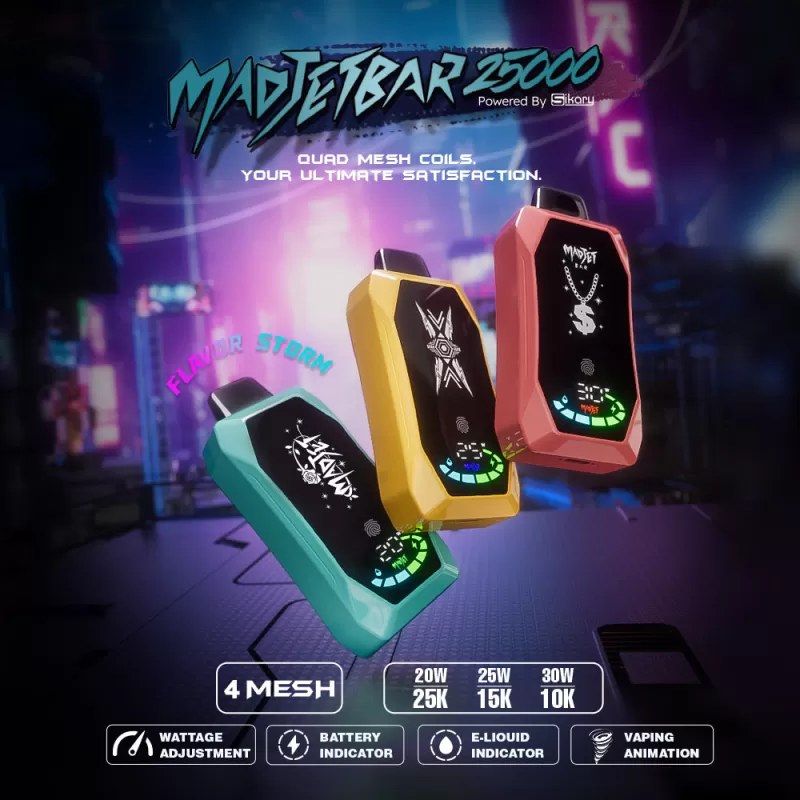 Madjetbar 25K Disposable Device Powered by Sikary – 25,000 Puffs - Watermelon Ice
