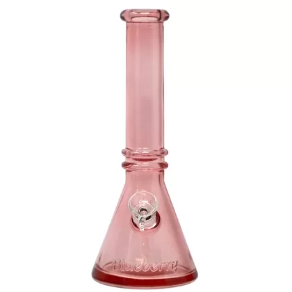 10″ Blueberry Double Ring Beaker Bong - Color#Pink>Clear