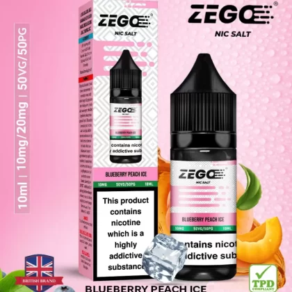 Zego Blueberry Peach Ice Nic Salt Vape Juice - 10 Pack - 10mg