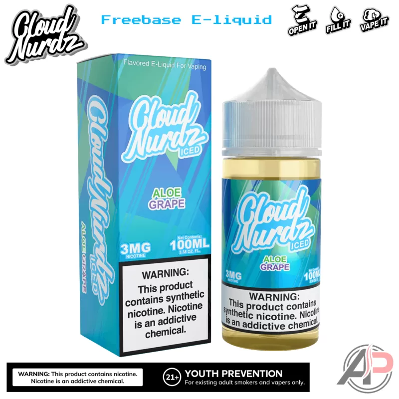 Cloud Nurdz Aloe Grape Iced E-Liquid 100mL - 0mg - 100mL, 3mg - 100mL