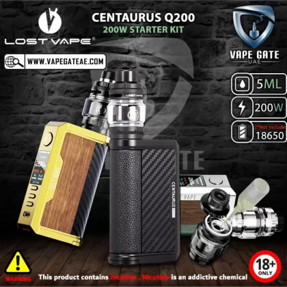 LOST VAPE CENTAURUS Q200 200W STARTER KIT - SS/ Teak Wood