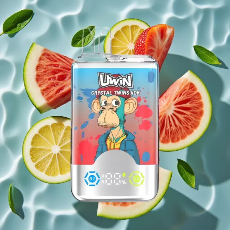 UWIN Crystal Twins 40000 Puffs Dual Flavor Disposable Vape Strawberry Watermelon Lemon Lime 32ml 5% Nicotine - Bangvapeaustralia