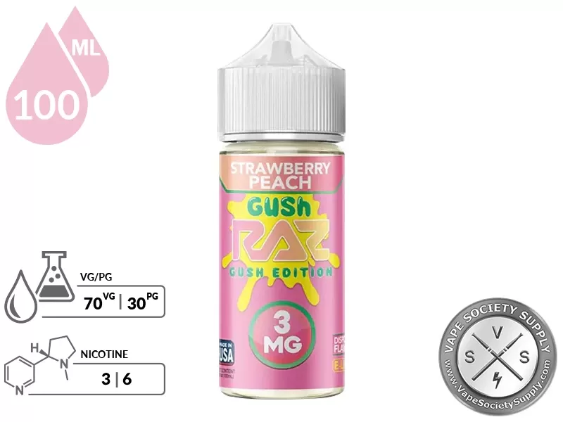 Strawberry Peach Gush Pod Juice x RAZ 100ml - Vape Product, Vape Product - Image 2
