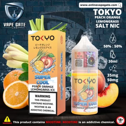 Tokyo Super Cool Peach Orange Lemongrass Ice Saltnic 30ml - 50 mg / 30 ml