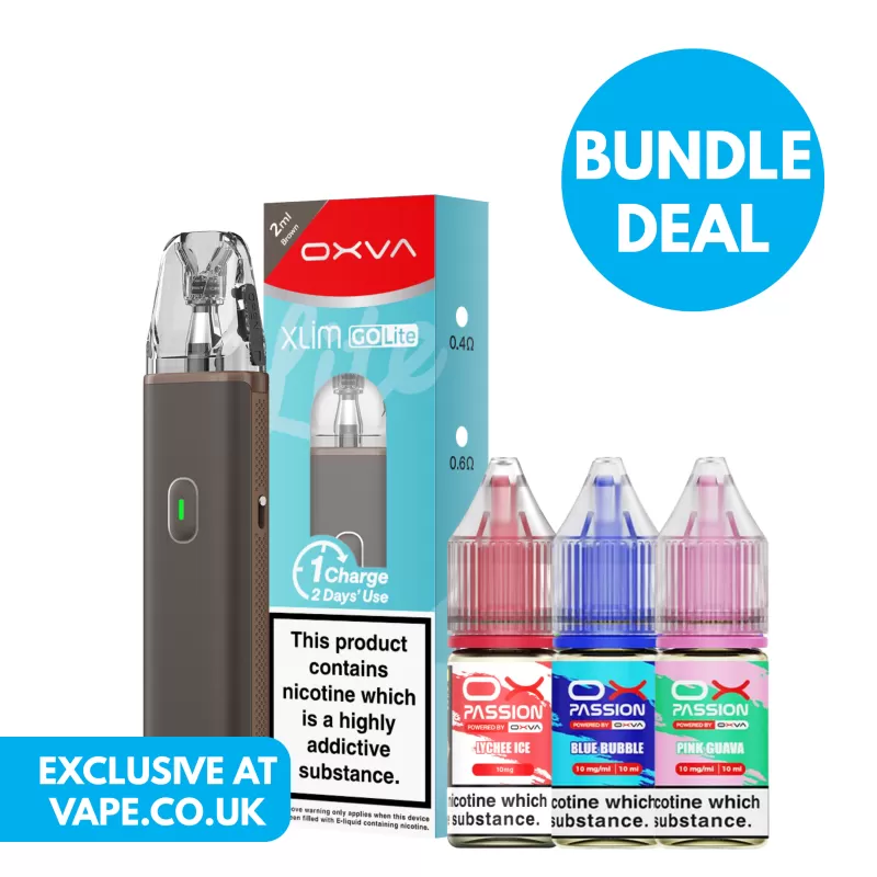 OXVA Xlim Go Lite Pod Kit & 10mg (1%) Ox Passion Nic Salt Bundle - Black / Black Carbon / Brown / Light Blue / Light Pink / Light Purple / Mist Blue / Mist White / Oxva / Pod Kit