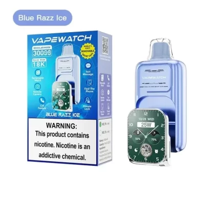 JNR Vape Watch 30000 Puffs Disposable Vape - Flavour#Blue Razz Ice>Strawberry Ice>Watermelon Ice>Miami Mint>Strawberry Banana>Triple Berry>Sour Apple Ice>Blueberry Watermelon>Georgia Peach>O