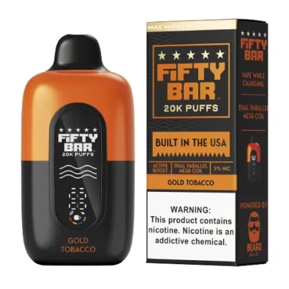 Gold Tobacco Disposable Vape (20000 Puffs) by Fifty Bar 20K - Vape Product, Vape Product